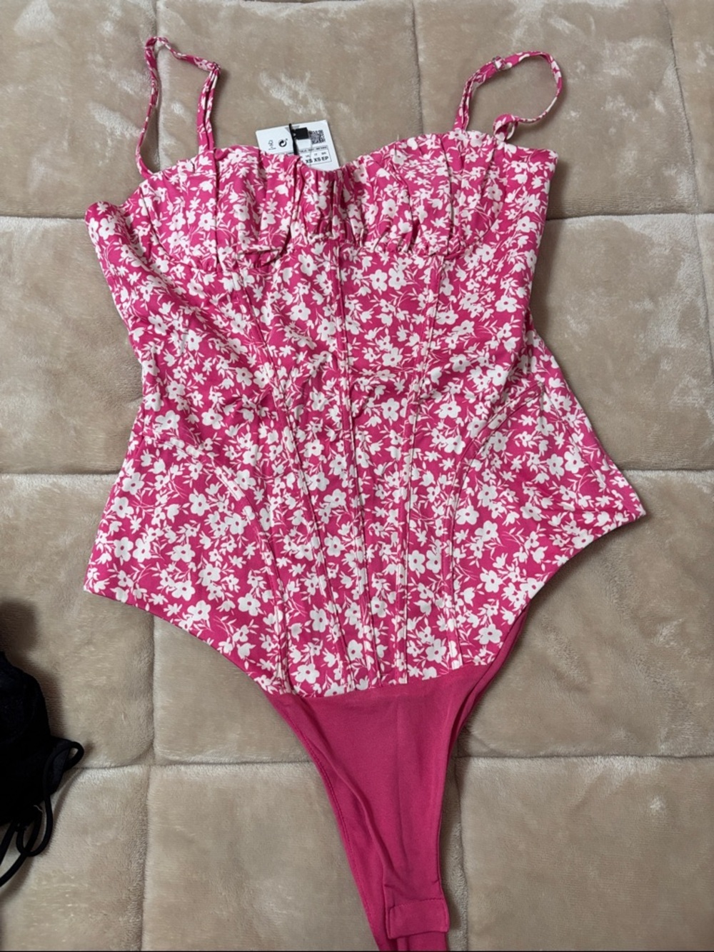 Zara Pink & White Floral One-Piece Bodysuit